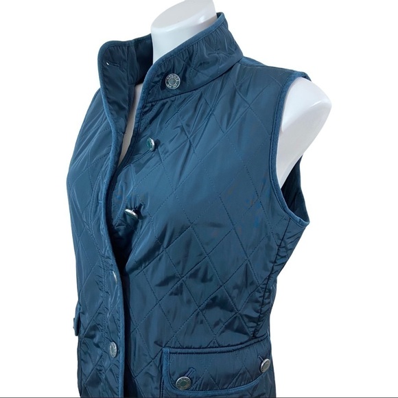 Talbots Fleece Lined Dark Green Quilted Vest Small - Picture 5 of 7